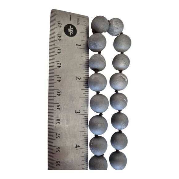 Vintage Druzy Quartz Agate Bead Necklace Hand Knotted 19" - Picture 3 of 3